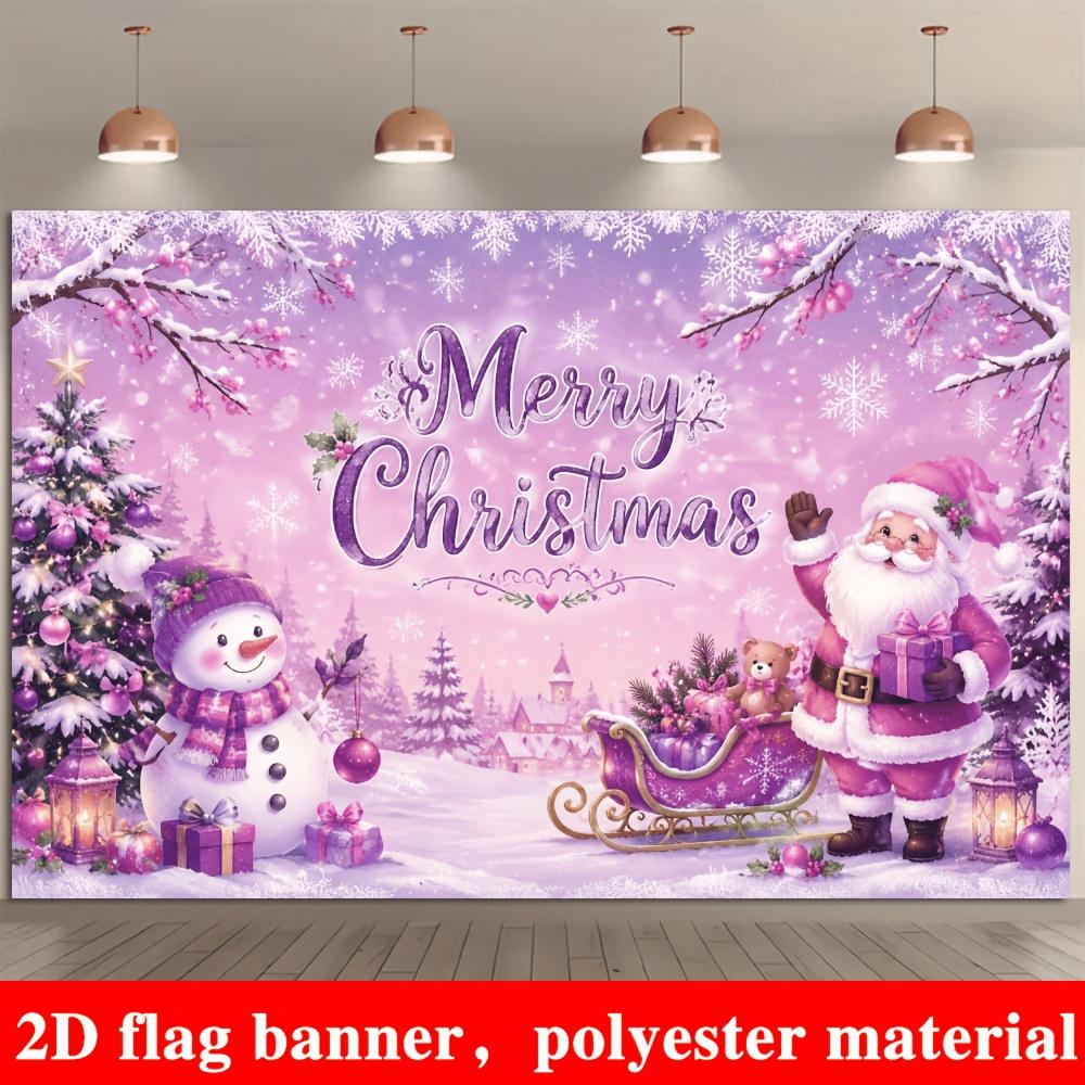 1Pcs Purple Christmas Santa Snowman Decoration Background Winter Backdrop For Photo Studio Photo Booth Party