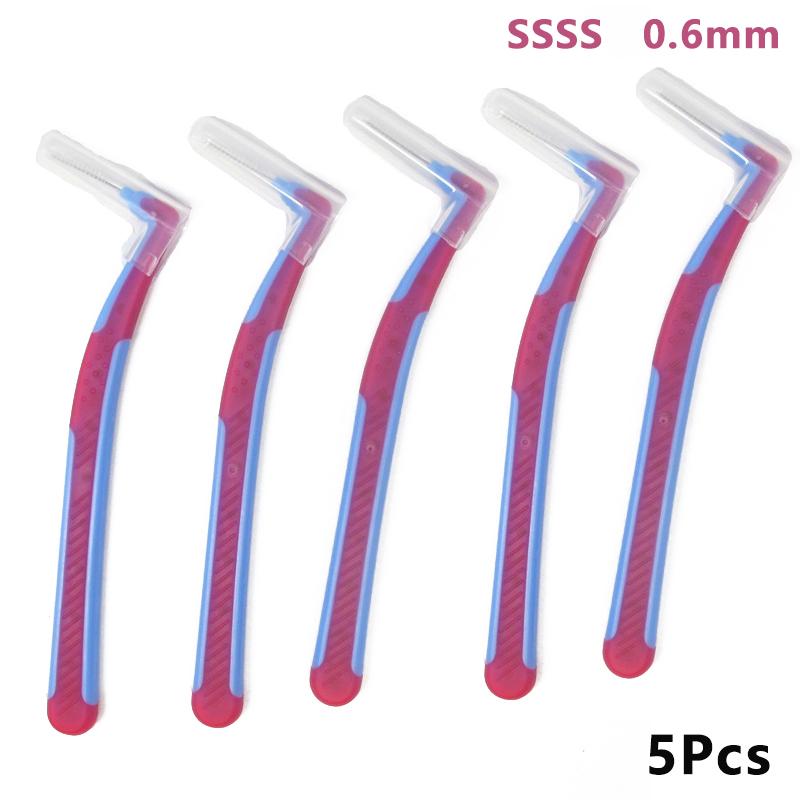 Lot de 5 brosses interdentaires en silicone en forme de L pour retirer les cure-dents, outils de nettoyage buccal multicolores, fournitures de matériel dentaire