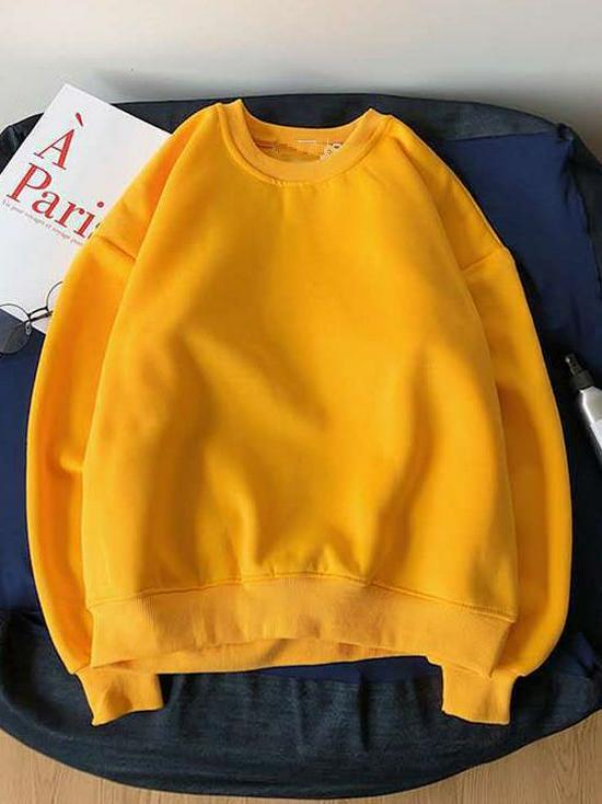 2023 Unisex Autumn/Winter Thick Velvet Solid Color Loose Hoodie - Trendy Round Neck