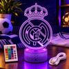 Lampe De Chevet 3D LED Real Madrid Football, Veilleuse Changement De Couleurs, Lampe Tactile Bureau Et Chambre, Idée Cadeau