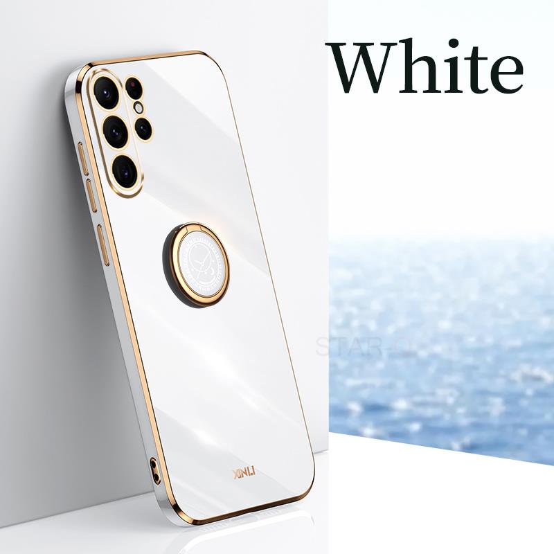 S 23 22 21 Husă de placare cu suport de inel de lux pentru Samsung Galaxy S23 Ultra S22 Plus S21 S20 Fe Husă din silicon cu suport S23ultra