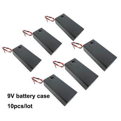 10 Stück/Los 9V Batteriehalterbox mit Drahtleitung EIN/AUS-Schalter Abdeckung Gehäuse 2-Pin-Draht für PP3 Box Für DIY-Netzteil-Dock-Halter