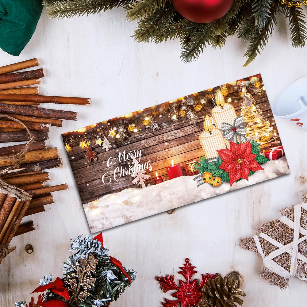 12pcs Christmas Cards Special Shaped DIY Diamond Painting Postcards Bright Drill Cartoon Postcards for Holiday Party Mosaic Kits