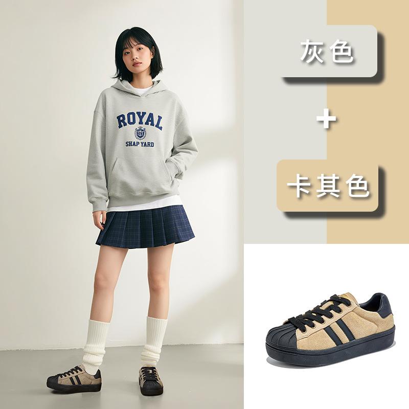 Leather Shell Head Retro Little White Shoes Women's 2025 Autumn New Platform Versatile Shoes Women's Casual Not Tired Feet Women's Shoes