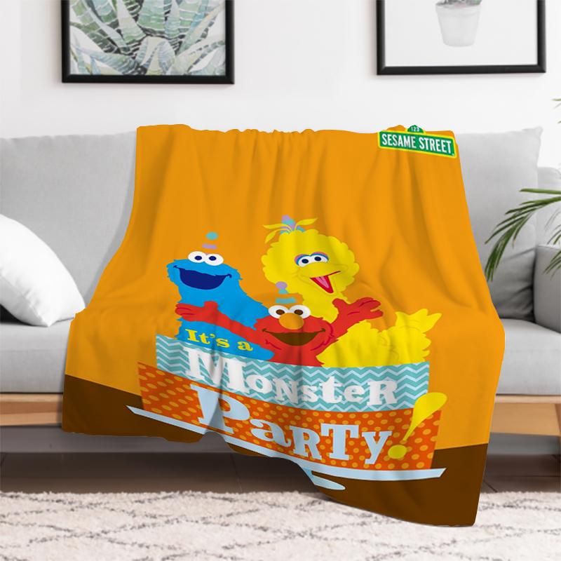 Kid's Blanket Cute Cartoon S-Sesame S-Street Fluffy Soft Blankets for Decorative Sofa Furry Winter Warm Throw & Throws Bed Anime