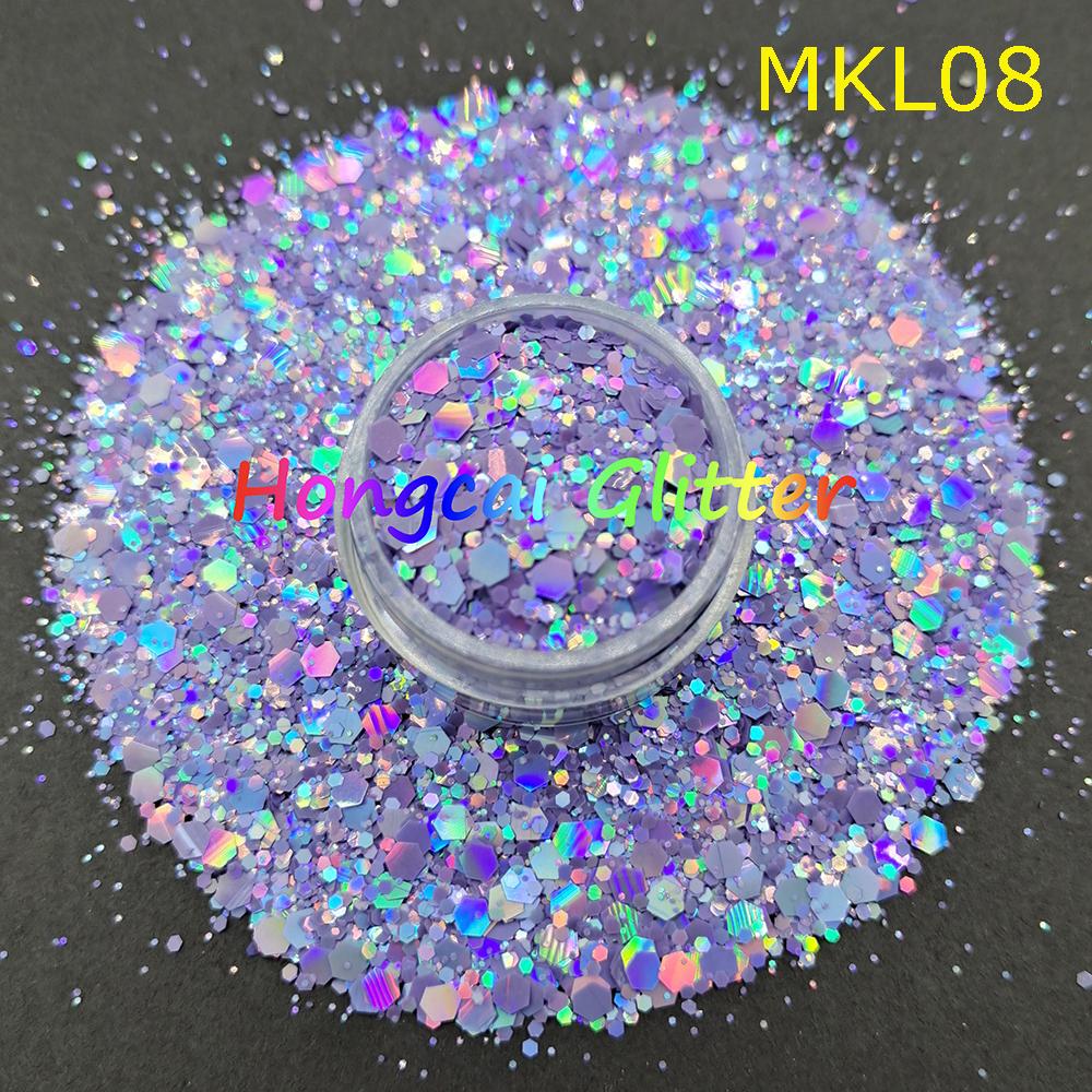 Bulk Holographic Macaroon Polyester Chunky Mixed Glitter for Epoxy Resin Crafts Tumblers Christmas Decorations