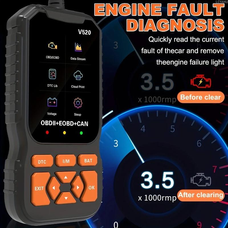 Scanner Diagnostico OBD2 V520 per Auto Lettore Codici Auto Strumento di Reset Spia Motore Dati in Tempo Reale Multilingua Strumento di Scansione Errori