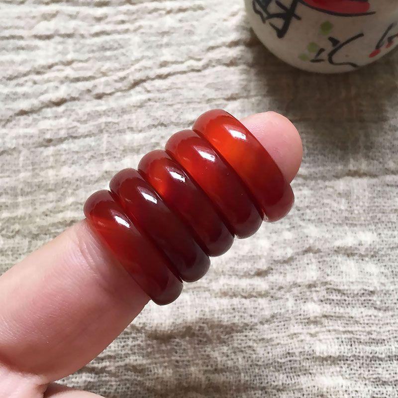 

Красный агат Год животного Элегантное нефритовое парное кольцо Red agate ring 17/inner diameter 18mm