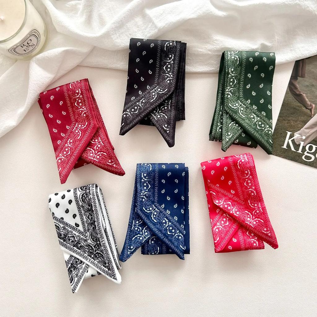 Elegant and versatile cashew print scarf, slim and long, versatile neck and scarf, multifunctional hair tie tie