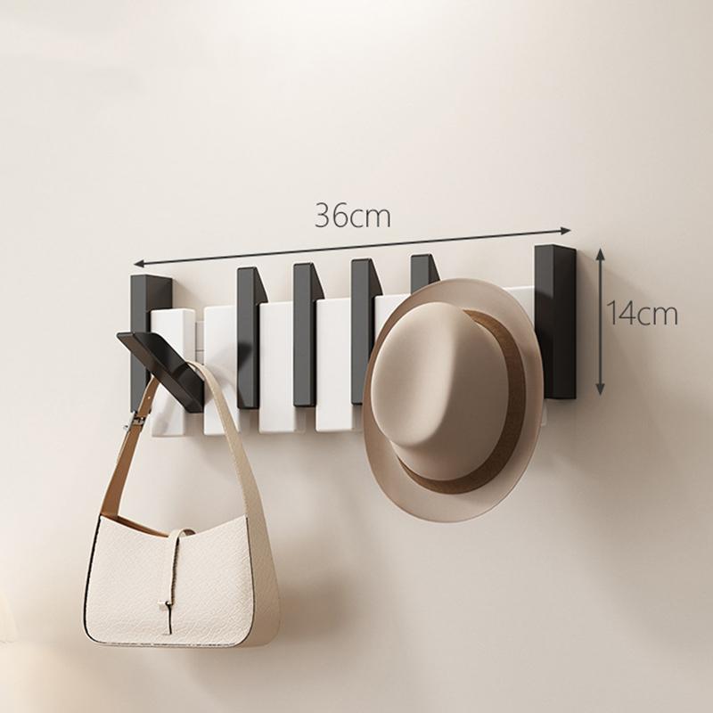 Pianonyckelformad Klädhängare Väggmonterad Bambu Trä Klädkrok Entrédörr Kläder Hatt Hängare Rack Heminredning Möbler