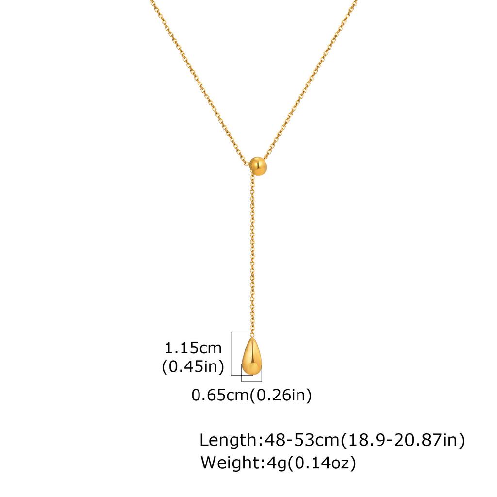 Stainless Steel Flat Cross Chain Water Drop Y-Shaped Necklace Niche Design Sense Collarbone Chain, Jewelry Nc-2030