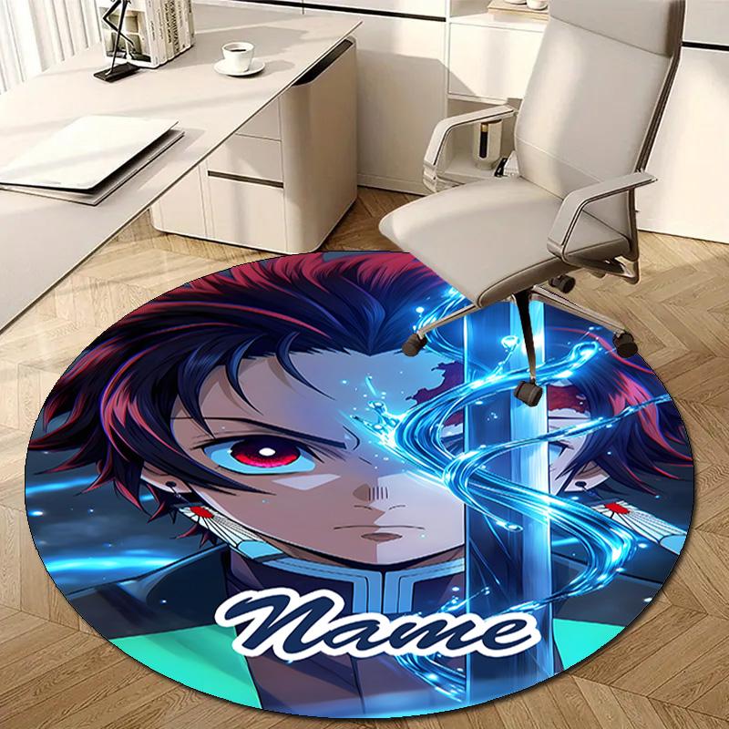 Personalized Demon Slayer Round Chair Office Rug - Perfect for Mat, Office Chair & More - Ideal Gift for Birthdays and Holidays