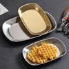 Stainless Steel Dessert Salad Plate Portable Food Serving Tray Picnic Dinner Plate  Camping Use
