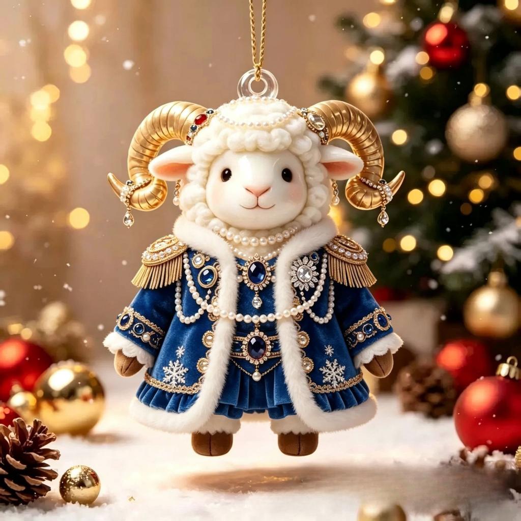 Acryl Chinesisches Sternzeichen Ziege Hängender Schmuck Rot Gold Glücksbringendes Design Ideales Neujahrsgeschenk für Freunde