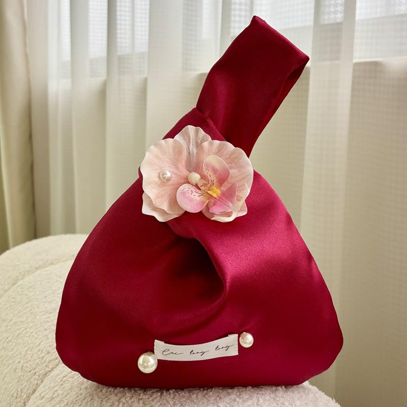 Flower Pendant Lunch Bag Cosmetic Bag New Chinese Shopping Knot Wrist Bag Small Item Pouch Cheongsam Accessories
