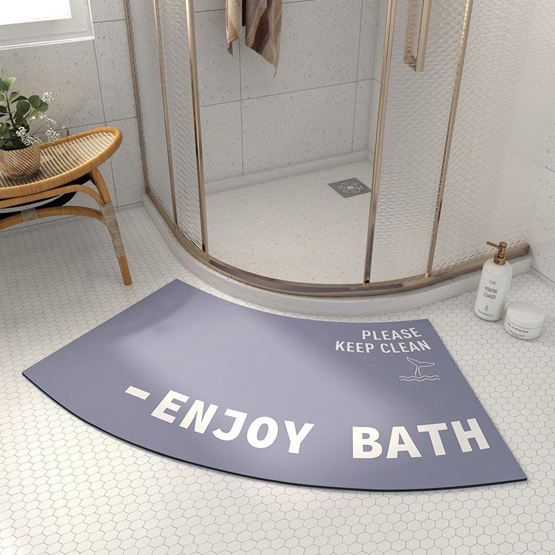 Bathroom Semi-Circular Arc-Shaped Water-Absorbing Quick-Dry Door Mat Bathroom Floor Mat Diatomaceous Earth Soft Mat Fan-Shaped Non-Slip Mat