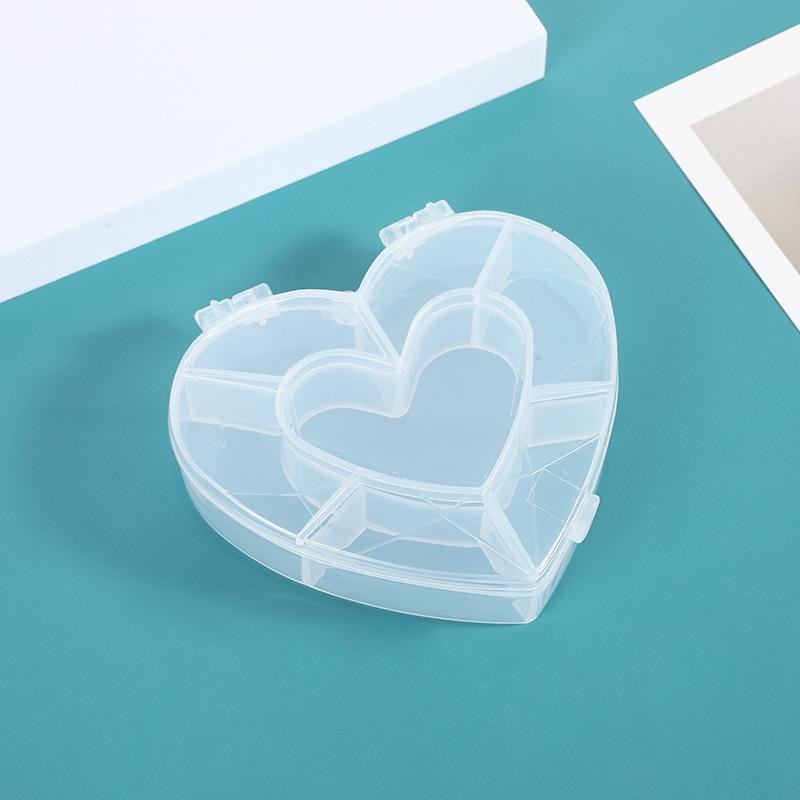 50pcs Heart-shaped Jewelry Organizer Case Plastic Storage Holder Box Portable Earing Necklace Jewelry Desktop Container