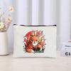 Fox Print Canvas Bag Organizer Retro Zipper Perfume Lipstick Cosmetic Bag Sundries Stationery Office Supplies Storage Pencil Bag