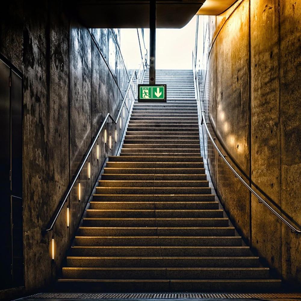 Glow In The Dark Emergency Exit Sign Waterproof Dustproof Adhesive Metal Plaque