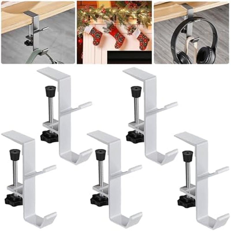 

ABWR-2 2-в-1 Вешалки для гирлянд и чулок, Вешалка для гирлянд и чулок на камин без сверления, Регулируемая прочная вешалка для гирлянд серебряный