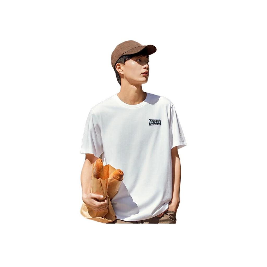 Anta Lifestyle Series Letter Round Neck Loose Short Sleeve T-Shirt Men T-Shirts Snow-White 152428104-1