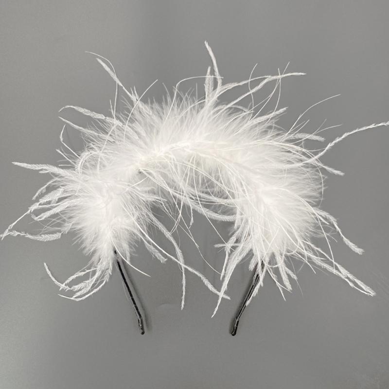 Girls Headband Scrunchies Feather Design Hair Hoops for Special Events Stage Show Plain Color Gorgeous Hair Accessories