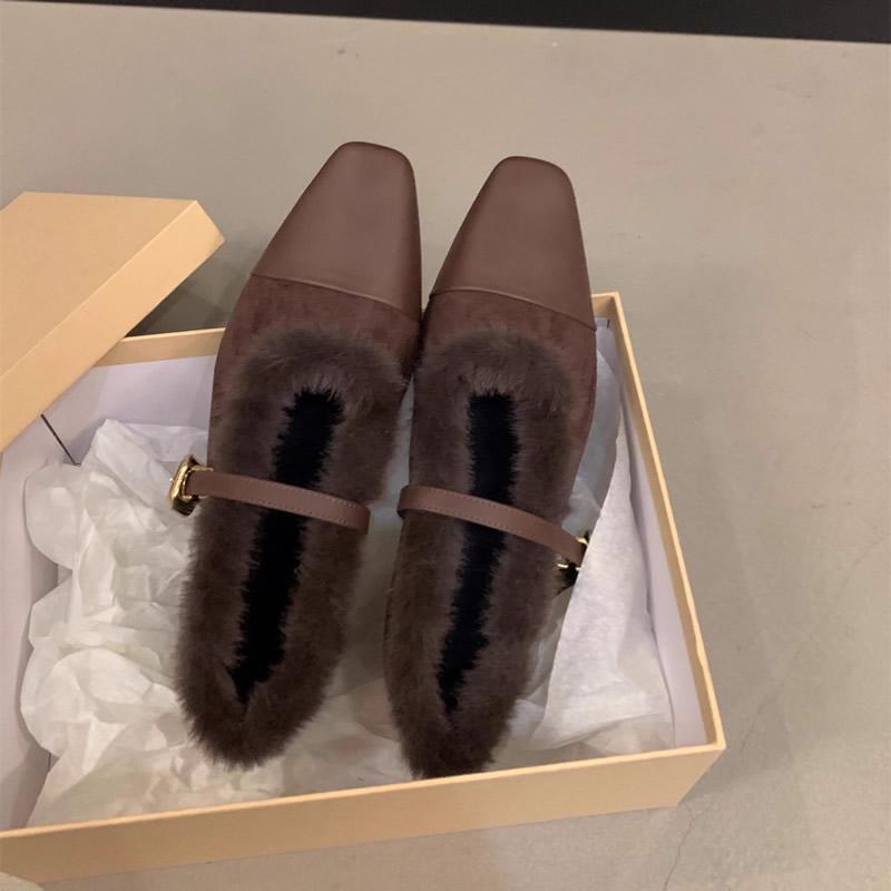 Лоферы Меховая Обувь Женская Удобная И Элегантная Модная Женская Обувь Повседневные Кроссовки На Каблуках 2025 Платье Новые Зимние Мэри Джейн 35 коричневый 3295₽