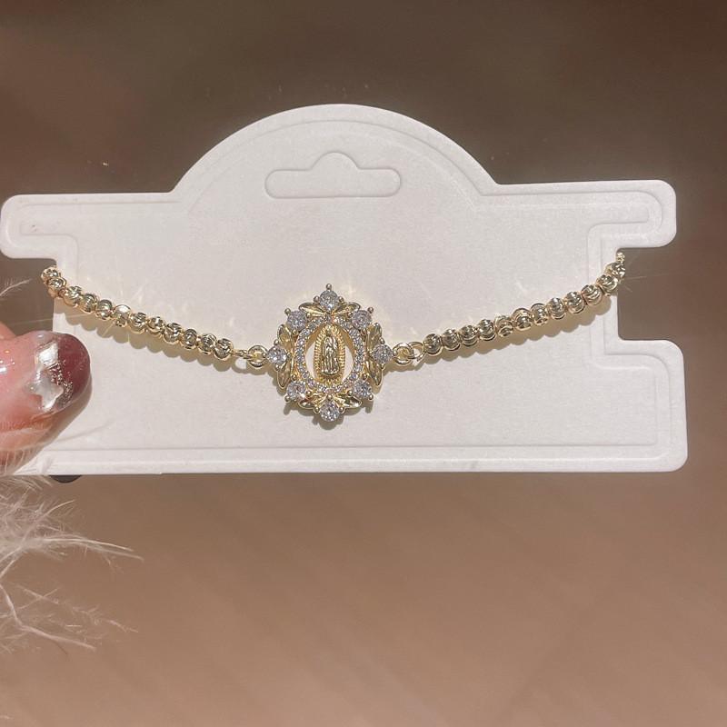 Geometrischer Zirkon Runder Anhänger Vintage Verstellbares Armband Für Frauen Geschenkideen