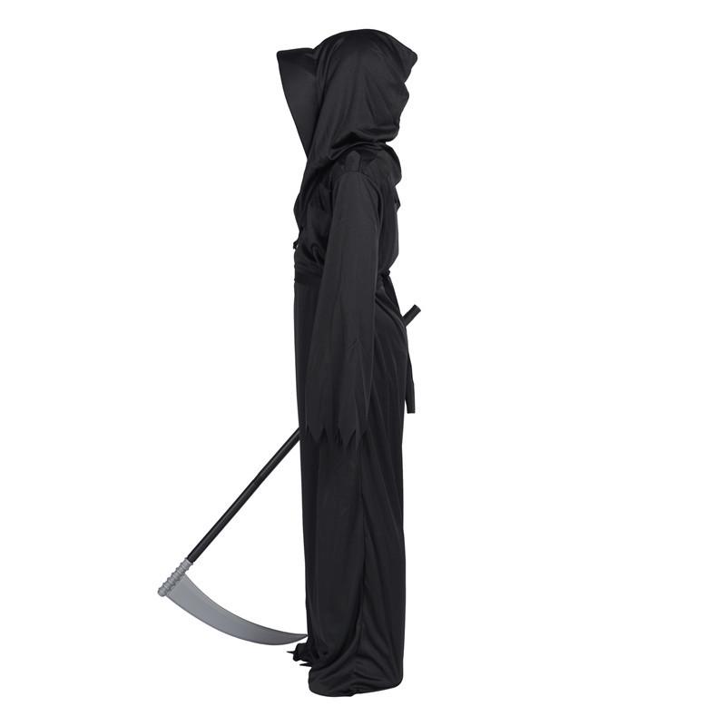 Kids' Luminous Red-Eyed Grim Reaper Halloween Costume Set with Scythe