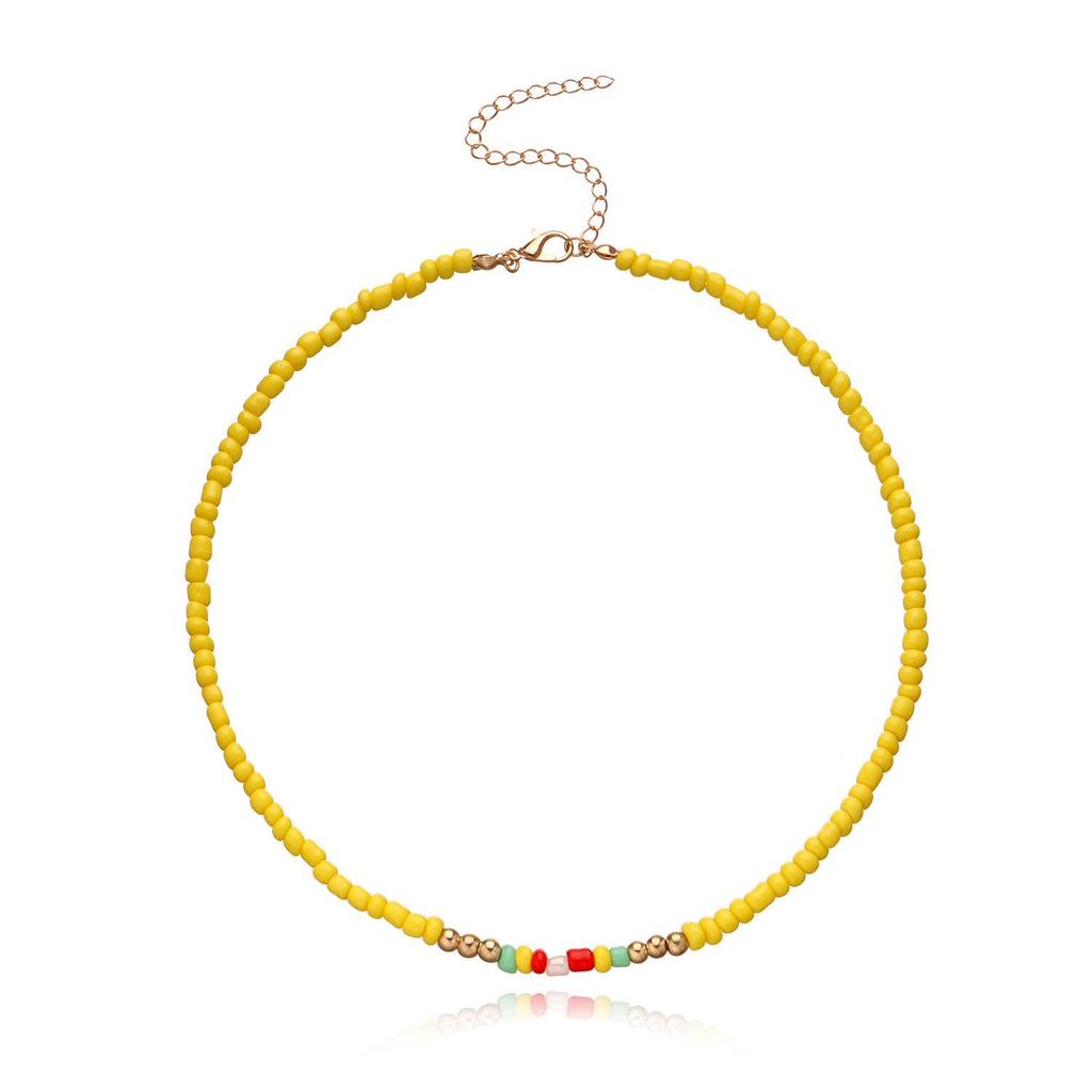 Colorful Rice Bead Necklace with Butterfly & Starfish Charms