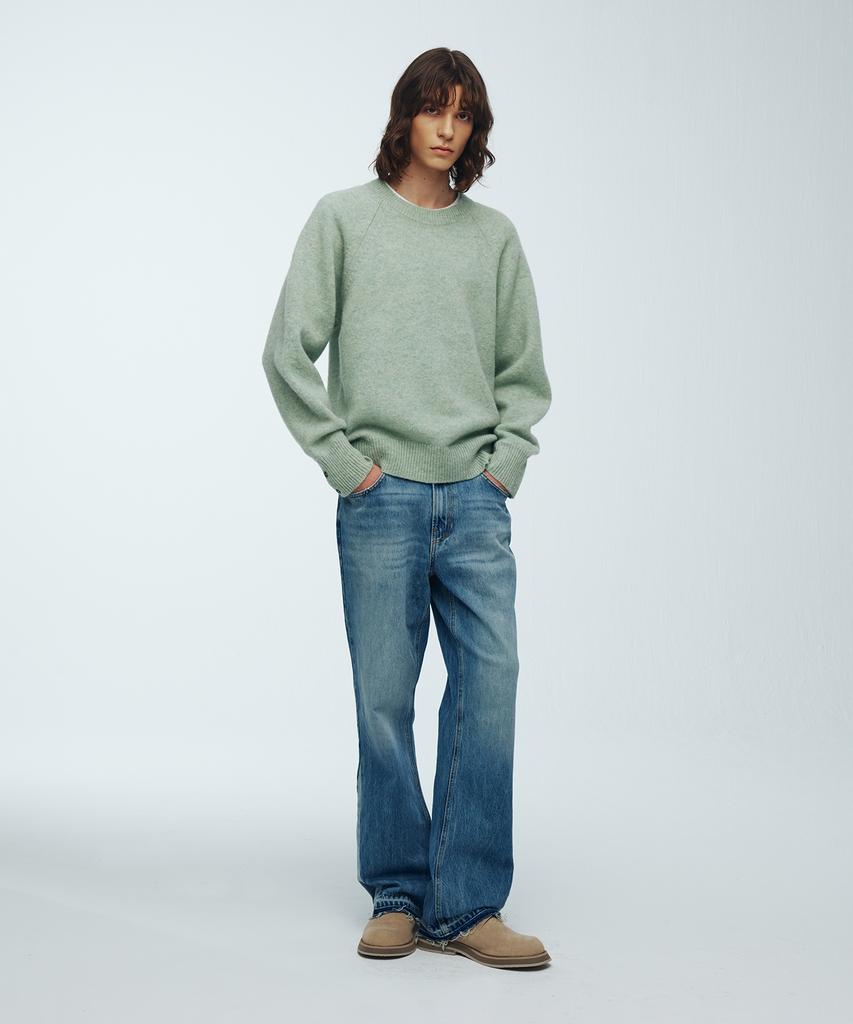 KNITTED Shaggy Dog 100% Wool Round Knit Mint