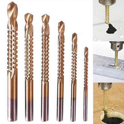 6 Pcs HSS High Speed Steel Titanium Coated Drill Bits Set 3-8mm Hex Shank