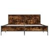Bed Frame Smoked Oak 135x190 Cm Wood Based Panel and Metal