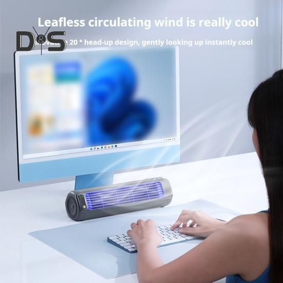 Rechargeable Tower Fan Personal Air Conditioner with 3 Speed Settings Strong Airflow Low Noise Adjustable Tabletop Electric Cooling Fan