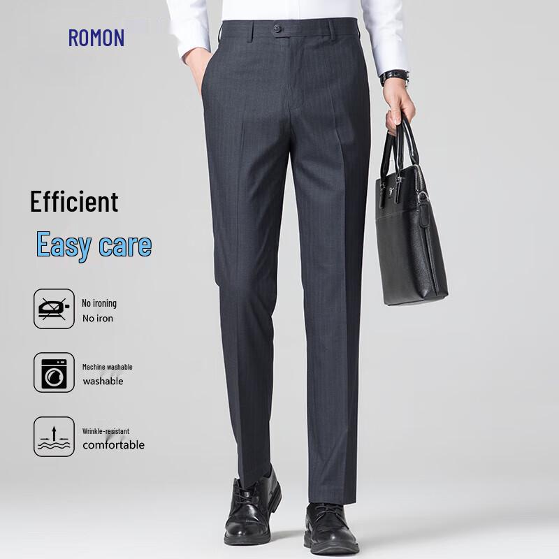 Romon Men s Striped Straight-Leg Dress Pants 180/94A/35