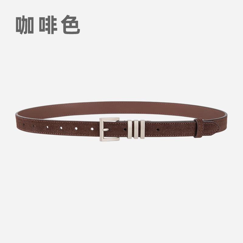 Ladies Premium Belt Dress Frosted Velvet Leather Decorative Vintage Belt Women'S