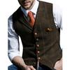 Men's Vests Tweed Suit Business Clothing for Men Striped Waistcoat Punk Vest Groomman Wedding Brown Black Grey Jacket Bleazer