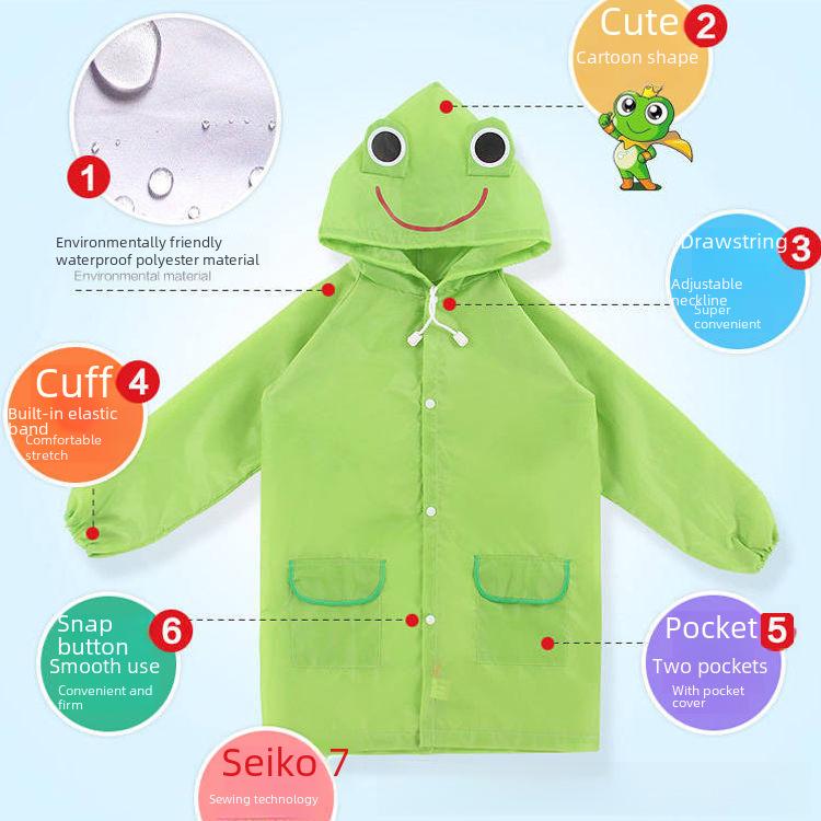 Children's Cartoon Rain Poncho: Cute Cape Style for Boys and Girls, Fits Kindergarten To Primary School with Room for Backpack