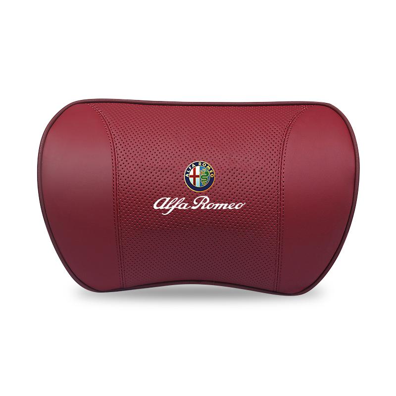 DCLLR1 Leather Car Headrest Lumbar Pillow Neck Gap Filler Pillow For Alfa Romeo Giulietta Mito 159 Giulia Stelvio 156 147 Tonale Brera
