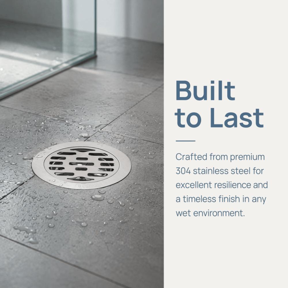 304 Stainless Steel Floor Drain 3.94in Diameter Floor Drain Kit Durable Shower Drain Kit Bathroom