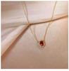 18K Gold Plated Sterling Silver Garnet Red Ruby Necklace for Women - Retro Fashion Clavicle Chain