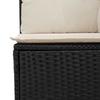Garden Sofa with Cushions Black and Cream White Poly Rattan