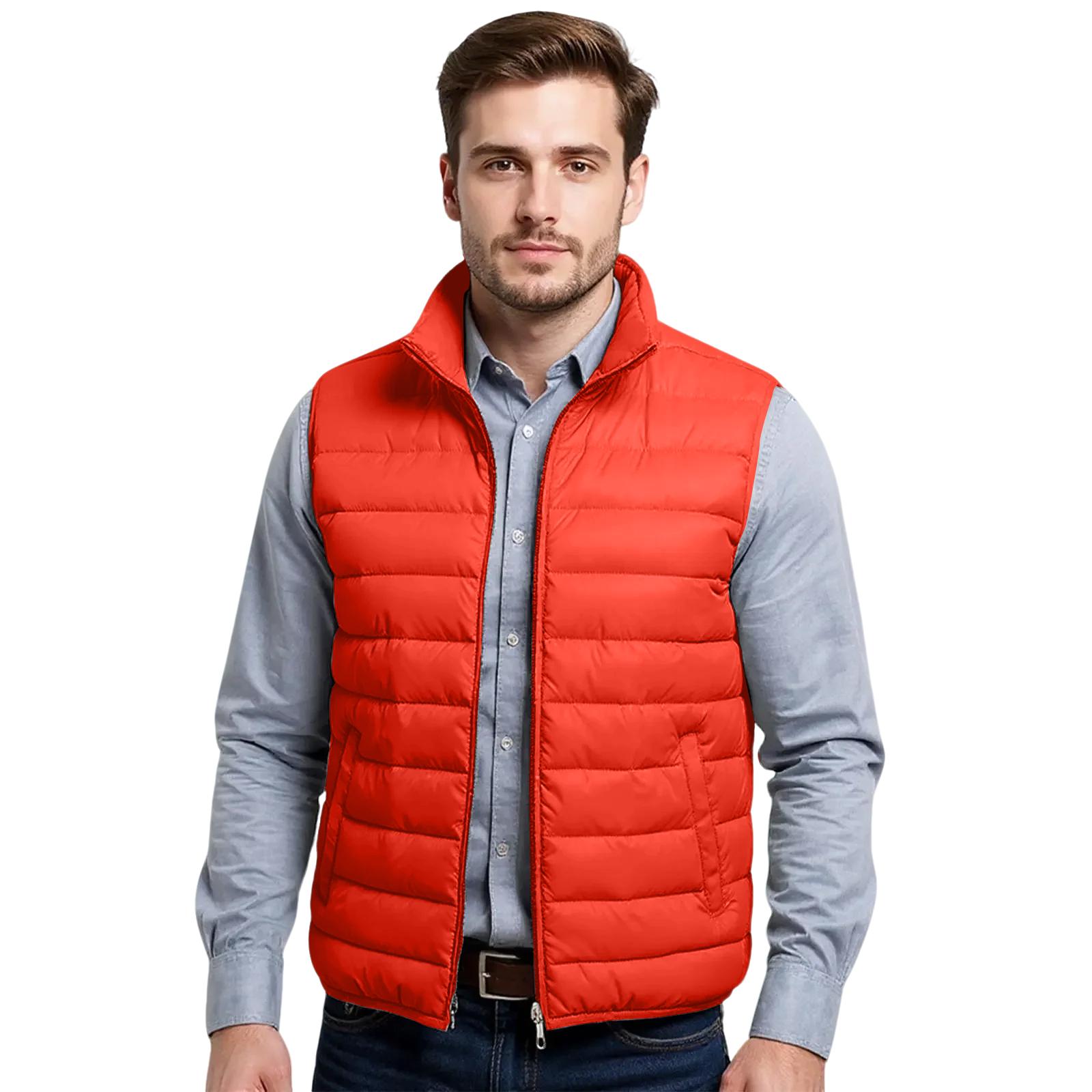 

Мужской Парный Хлопковый Зимний Приталенный Пуховый Хлопковый Жилет/Куртка без рукавов XL шафрановый