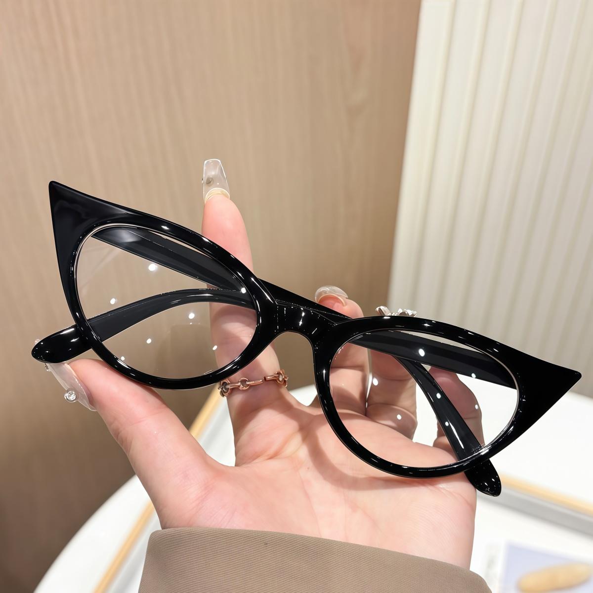 

1pc European and American retro women s cat eye frame glasses, anti blue light, watching TV, mobile phone protection for vision