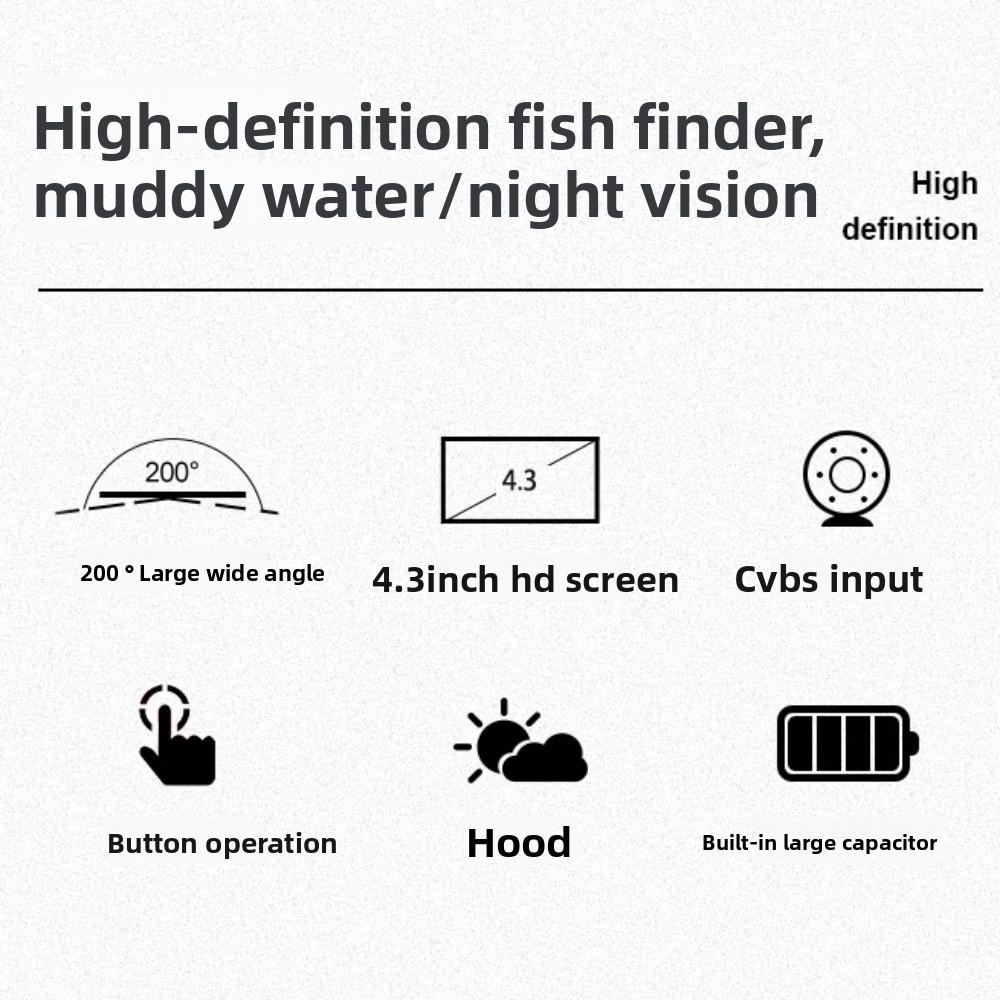 4.3 Inch Screen Underwater Fish Finder Monitor Sun Visor Fishing Camera Monitor Fishing Tackle