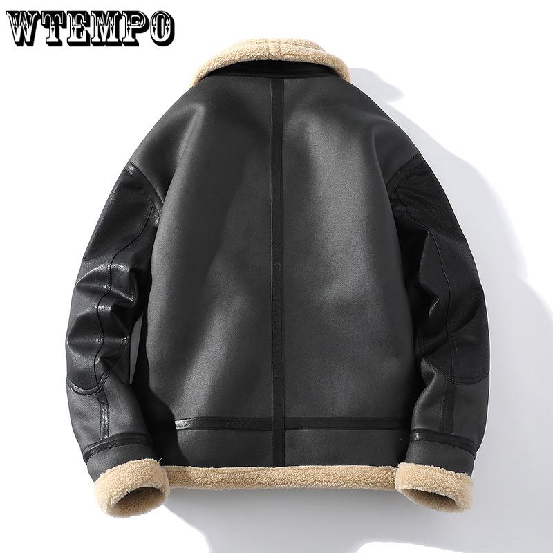 Veste à un revers rembourrée en fourrure épaisse de grande taille pour homme Veste à la mode en cuir épissé