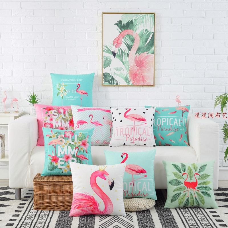 Fresh Flamingo American Nordic Style Velvet Pillowcase Car Sofa Cushion Pillow Windowsill Decorative Pillow