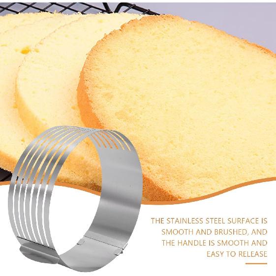 6 To 8 Inch Adjustable Cake Ring for Cutting Layers, Slicing and Leveling Cakes, Stainless Steel 7-Layer Cake Toast Slicer Leveler
