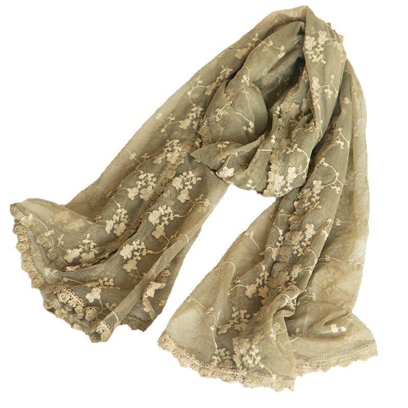 New Lace Long Scarf Embroidered Enlarged Thin Scarf Fashionable Artistic Retro Shawl