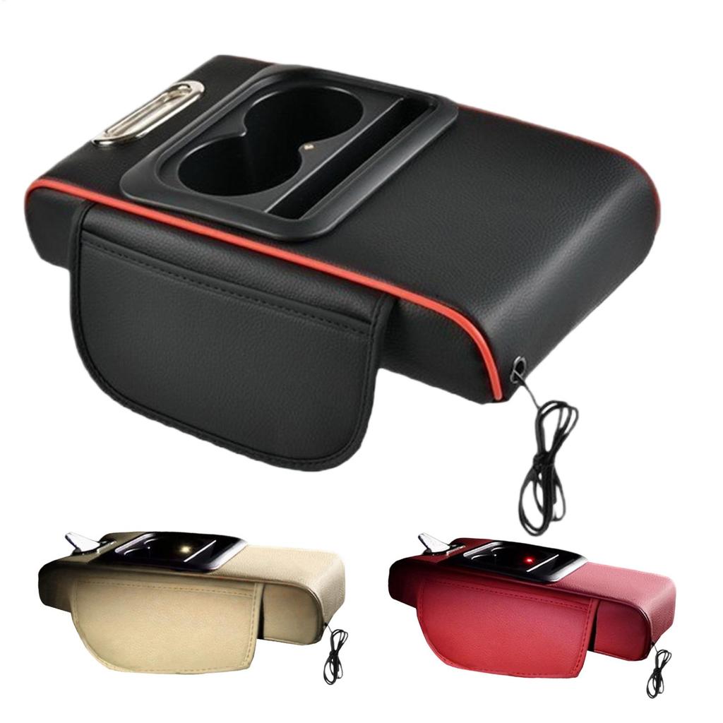 Auto Center Console Armrest Cushion With 2 Cup Holder Starry Sky Top Armrest Heightening Pad Auto Amrest Pillow Cover Pad